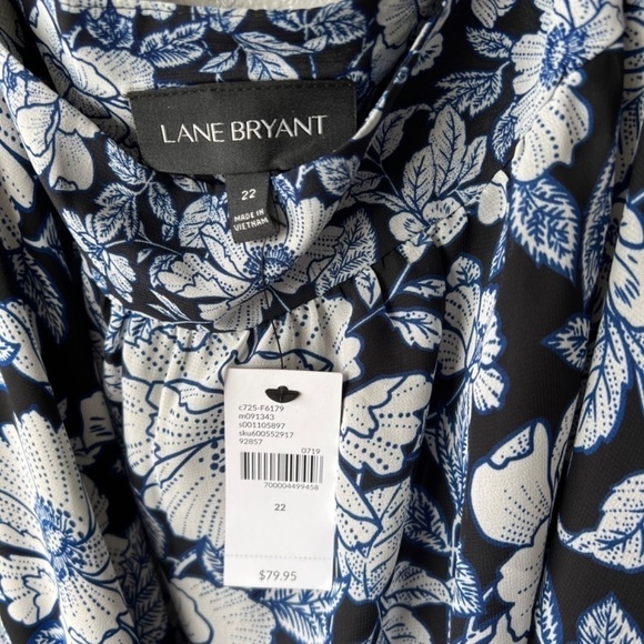 NWT - Lane Bryant navy floral ruffled sleeveless dress - Picture 4 of 8